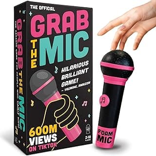 Lucky Egg Official Grab The Mic – Family Karaoke Board Game w/Foam Mic, 8+ Ages, 2-10 Players - Games for Bad Singers w/ 230 Lyrics (115 Ca...